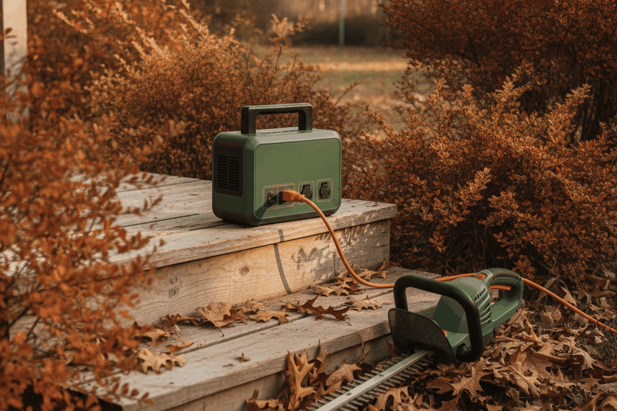 The 7 Best Portable Power Stations for Outages and Yard Work (2026): best portable power station in an autumn garden setting