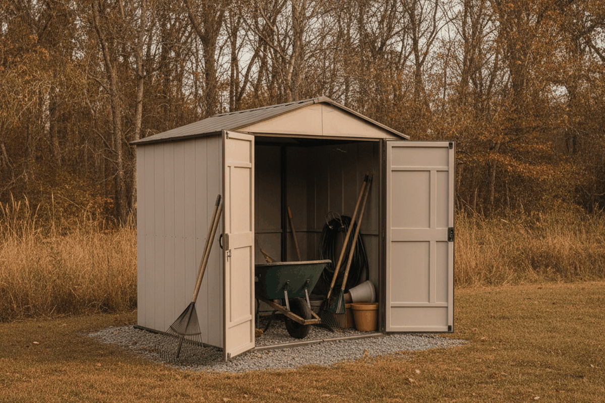 The 7 Best Storage Sheds (2026): best storage shed in an autumn garden setting