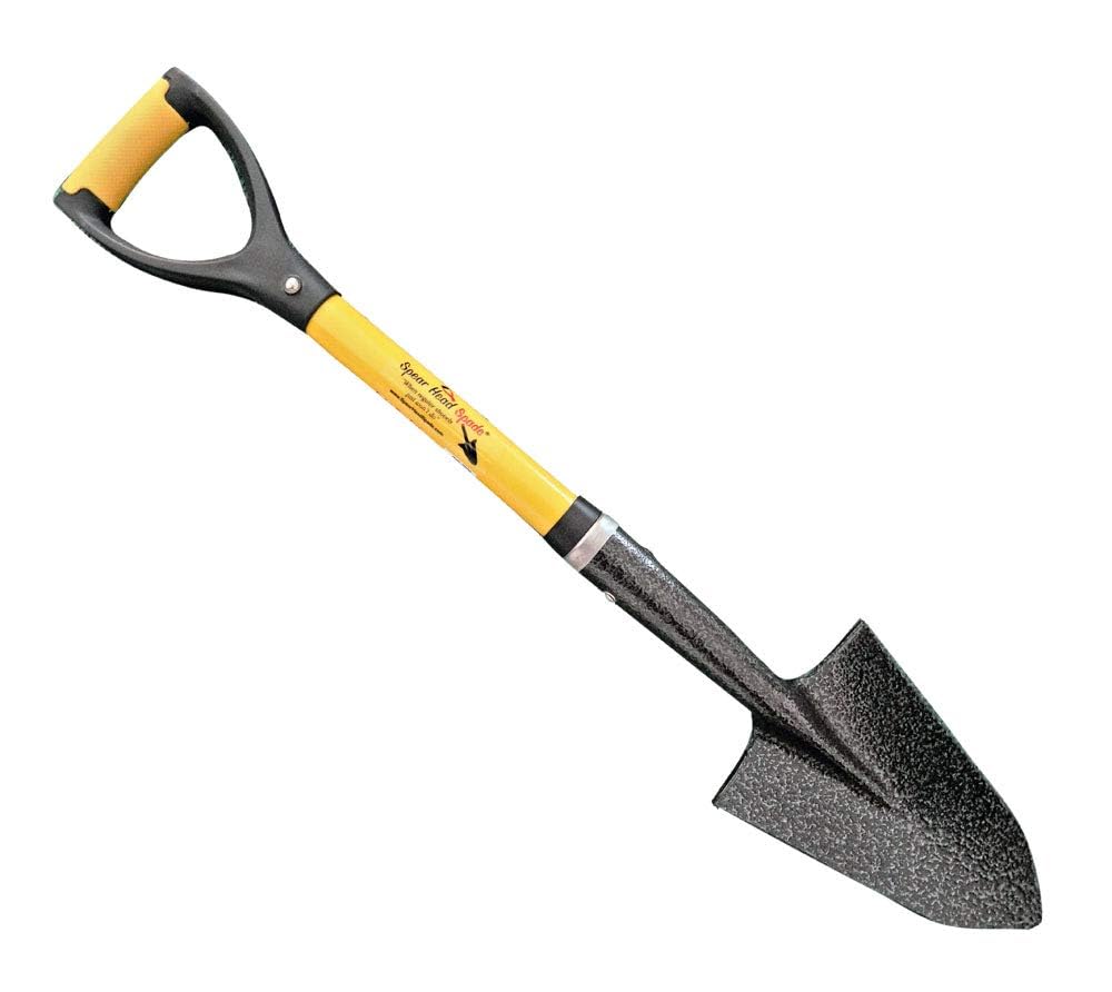 Spear Head Spade SHMini 30 inch mini shovel with yellow fiberglass handle and cushioned D-grip