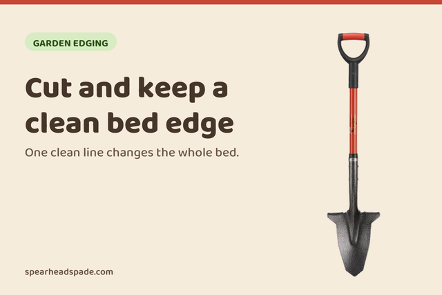 How to cut and keep a clean garden bed edge, from the Spear Head Spade garden guides