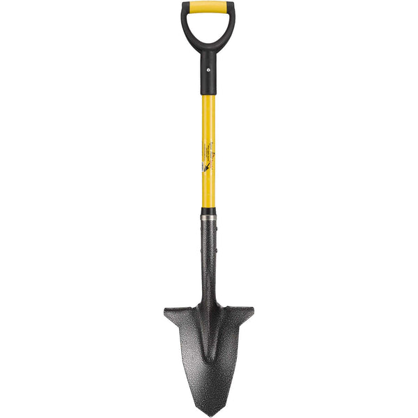 Spear Head Spade SHFD3 yellow garden shovel full upright view with cushioned D-grip