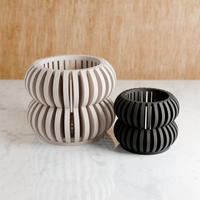 Orchid Double Bubbles Planters in Muted White and Midnight Black