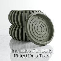 Orchid Double Bubbles Planter in Muted Green with its drip tray