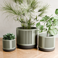Heritage Planters in Muted Green, three sizes