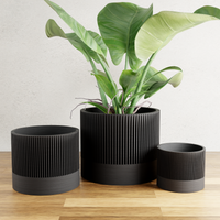 Sakura Planters in Midnight Black, three sizes