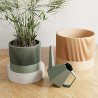 Sakura Planters in Muted Green and Natural Wood