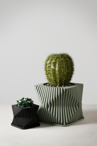 Tide Planters in Muted Green and Midnight Black