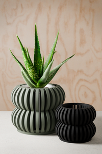 Orchid Double Bubbles Planters in Muted Green and Midnight Black
