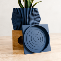 Tide Planter in Navy Blue with its drip tray