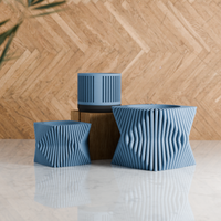 Tide Planters in Muted Blue, two sizes