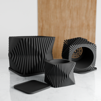 Tide Planters in Midnight Black with drip trays