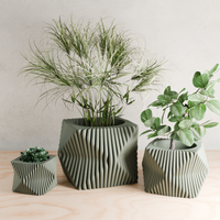 Tide Planters in Muted Green, three sizes