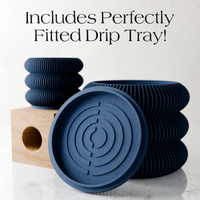 Triple Bubbles Planters in Navy Blue and Midnight Black with a drip tray