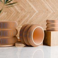 Triple Bubbles Planters in Natural Wood